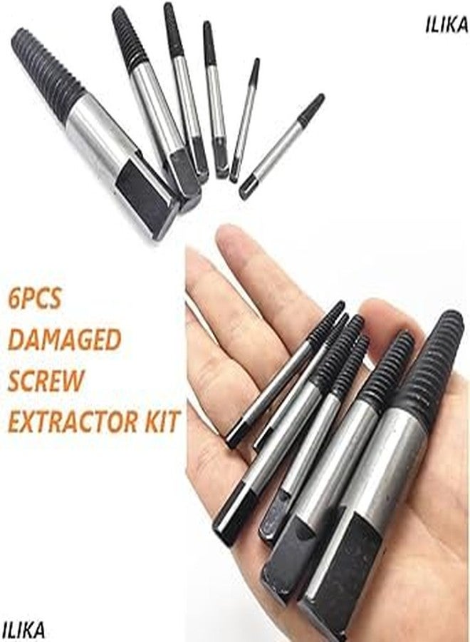 ILIKA مجموعة مثقاب استخراج البراغي من إيليكا، مجموعة مثاقب استخراج البراغي التالفة والمكسورة، أداة إزالة البراغي التالفة، مثقاب مركزي سهل الاستخراج (6 قطع) - Image 4